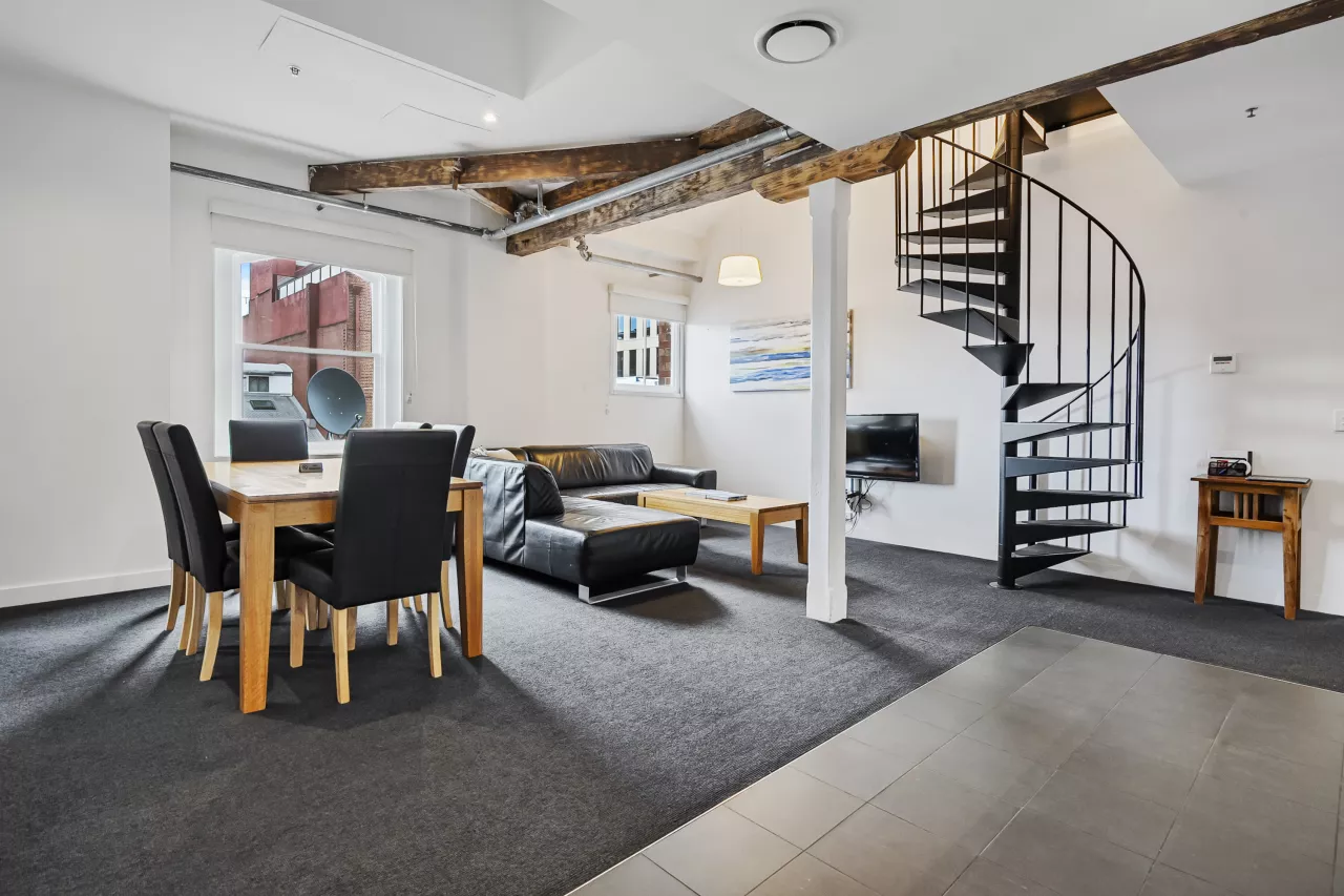 The living area inside the 2 Bedroom Penthouse