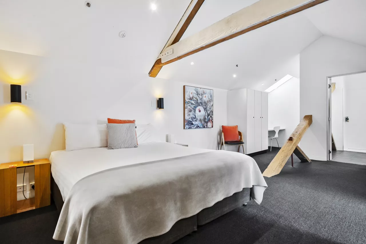 The master bedroom in the 2 Bedroom Penthouse